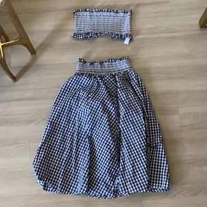 2 piece gingham set- bandeau top and skirt